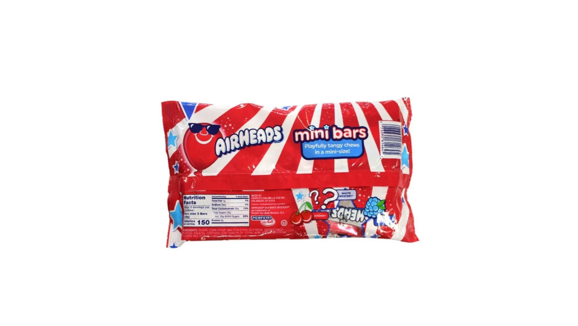 Airheads Mini Bars Assorted Flavours Mutipack Bag Rear View