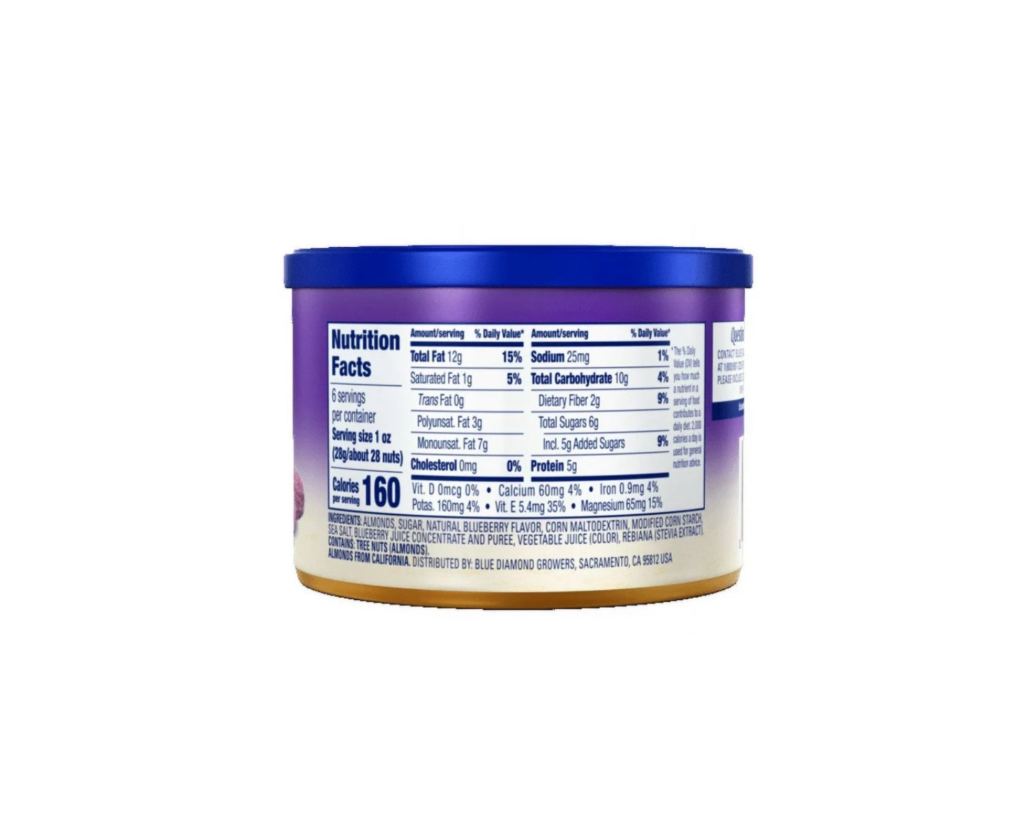 Blue Diamond Almonds Blueberry Rear View