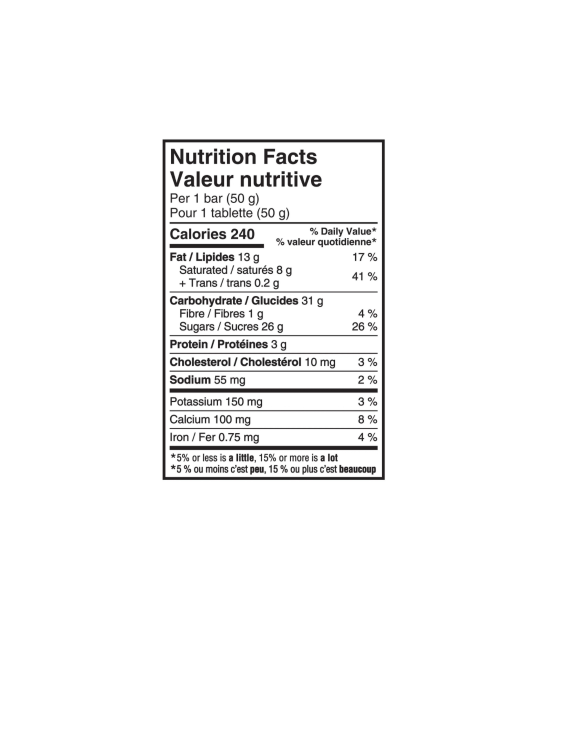 Cadbury Caramilk Nutritional Information