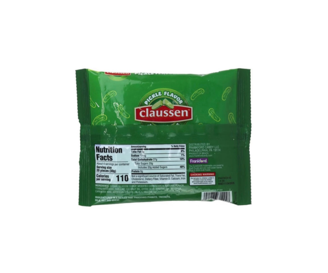 Claussen Jelly Beans Dill Pickle Flavour Bag Rear View