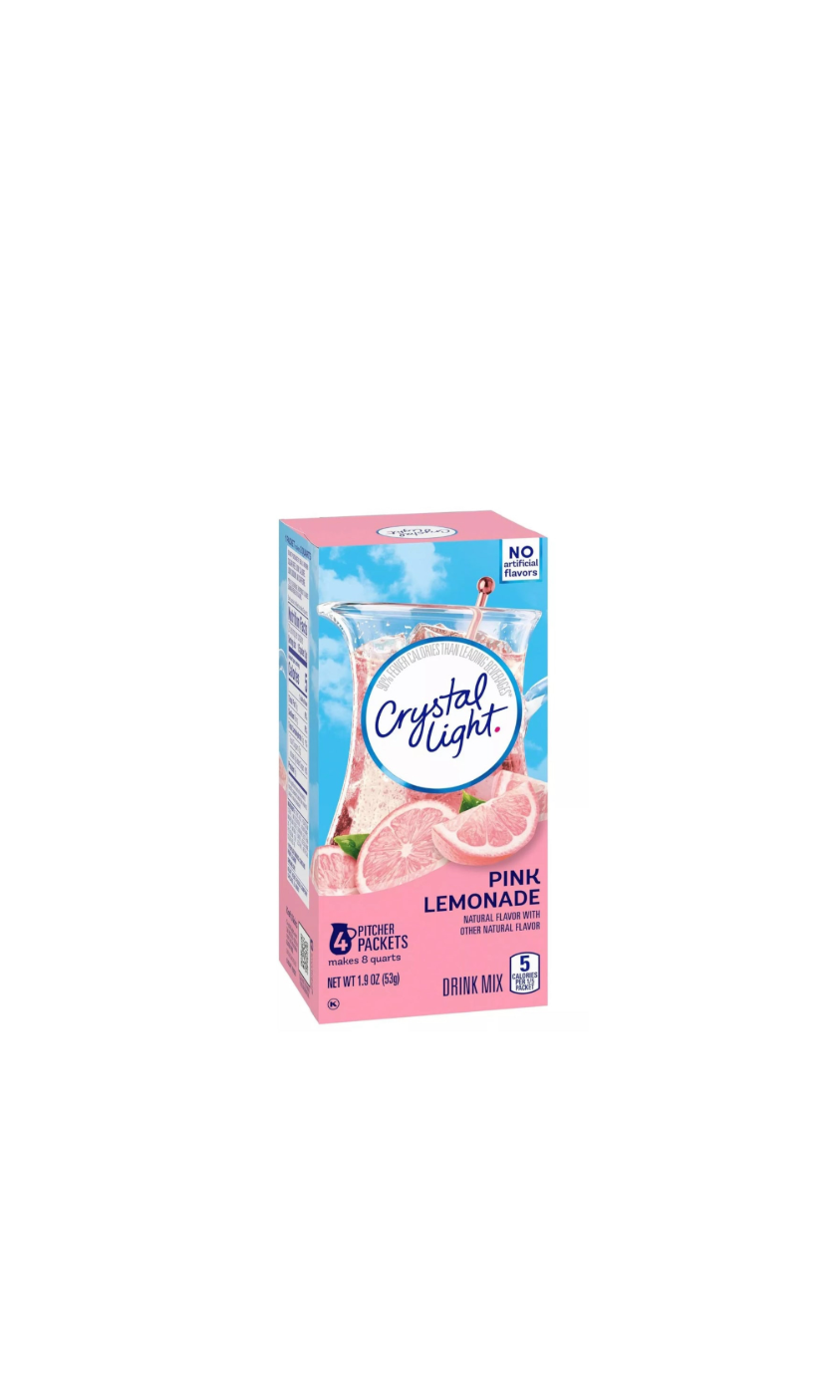 Crystal Light Drink Mix Pink Lemonade Front Side View