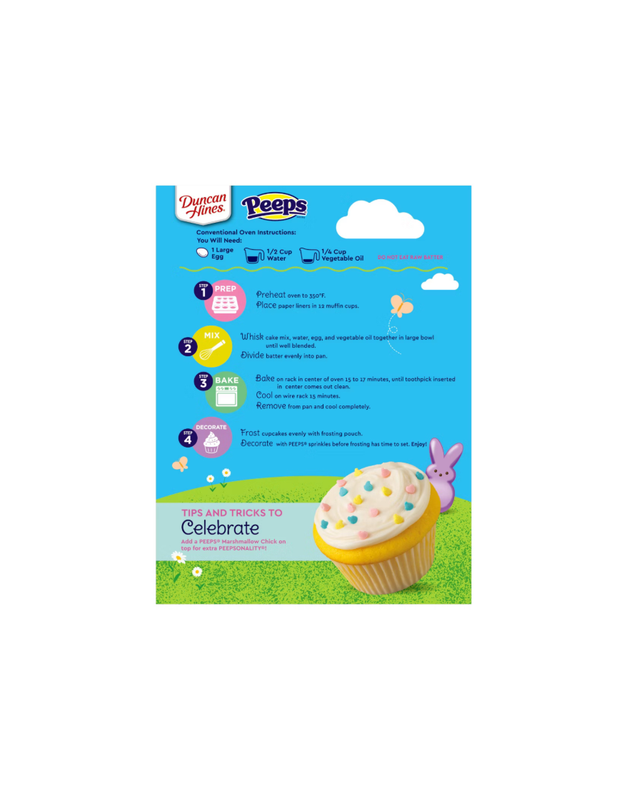 Duncan Hines Peeps Cupcake Mix Rear View