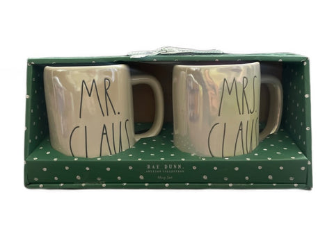 RAE DUNN Cream Ceramic Mug Set - MR & MRS CLAUS