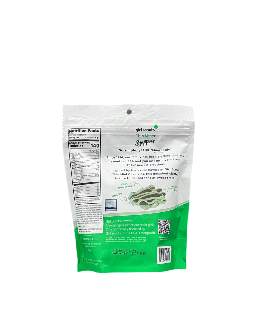 Girl Scouts Thin Mints Snappers Packet Rear View