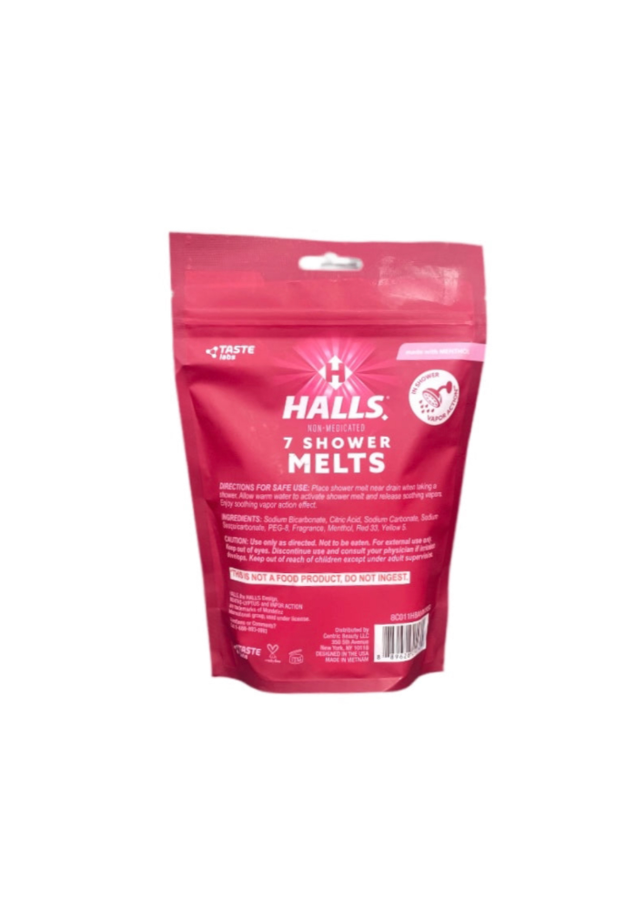 Halls Aromatherapy Shower Melts Cherry Packet Rear View