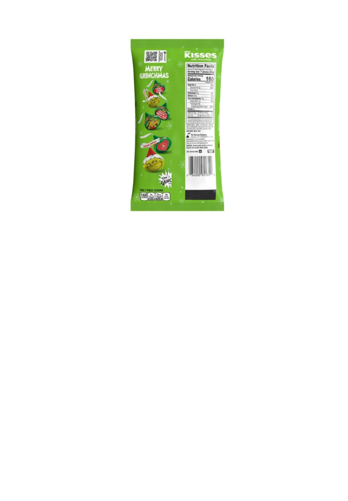 Hershey's Kisses How The Grinch Stole Christmas Milk Chocolate Bag Rear View