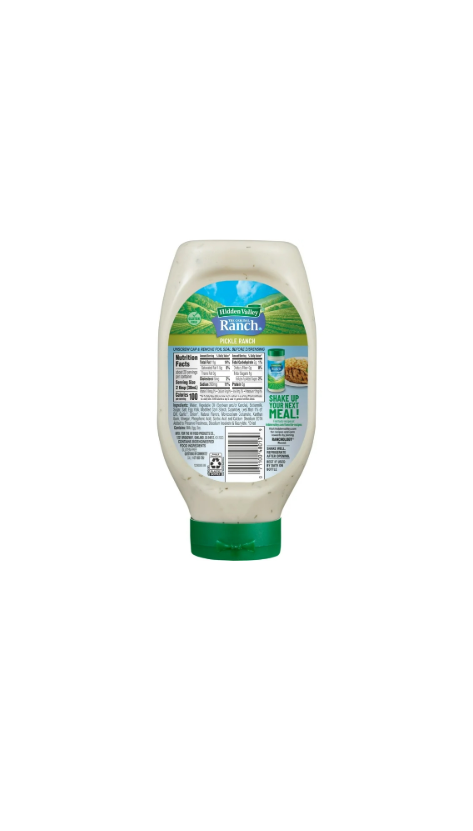 Hidden Valley Ranch Dressing Pickle Ranch Bottle Rear View