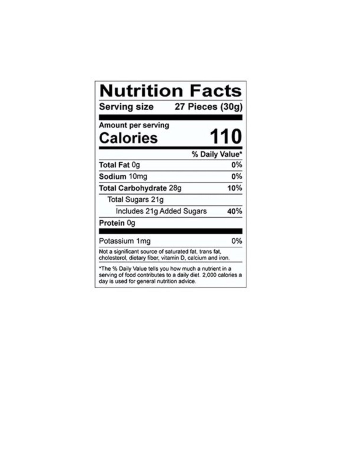 Jelly Belly Jelly Beans Smores Packet Nutritional Information