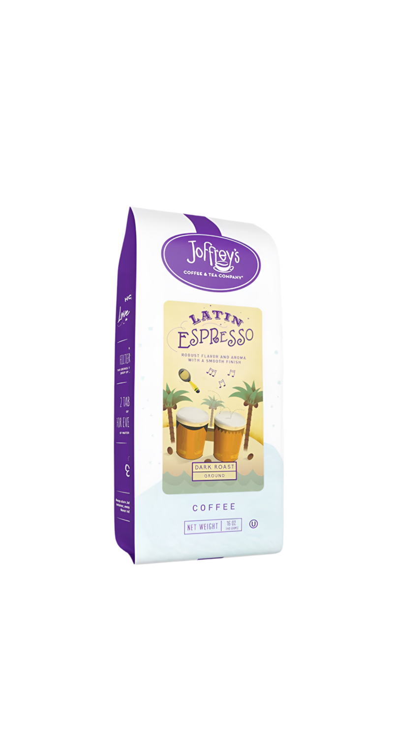 Joffrey's Ground Coffee Latin Espresso Front Of Bag