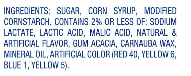 Jolly Rancher Jelly Bean Packet Ingredients