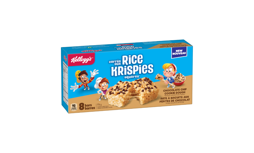 Kellogg's Rice Krispies Squares Chocolate Chip Cookie Dough Canadian Import