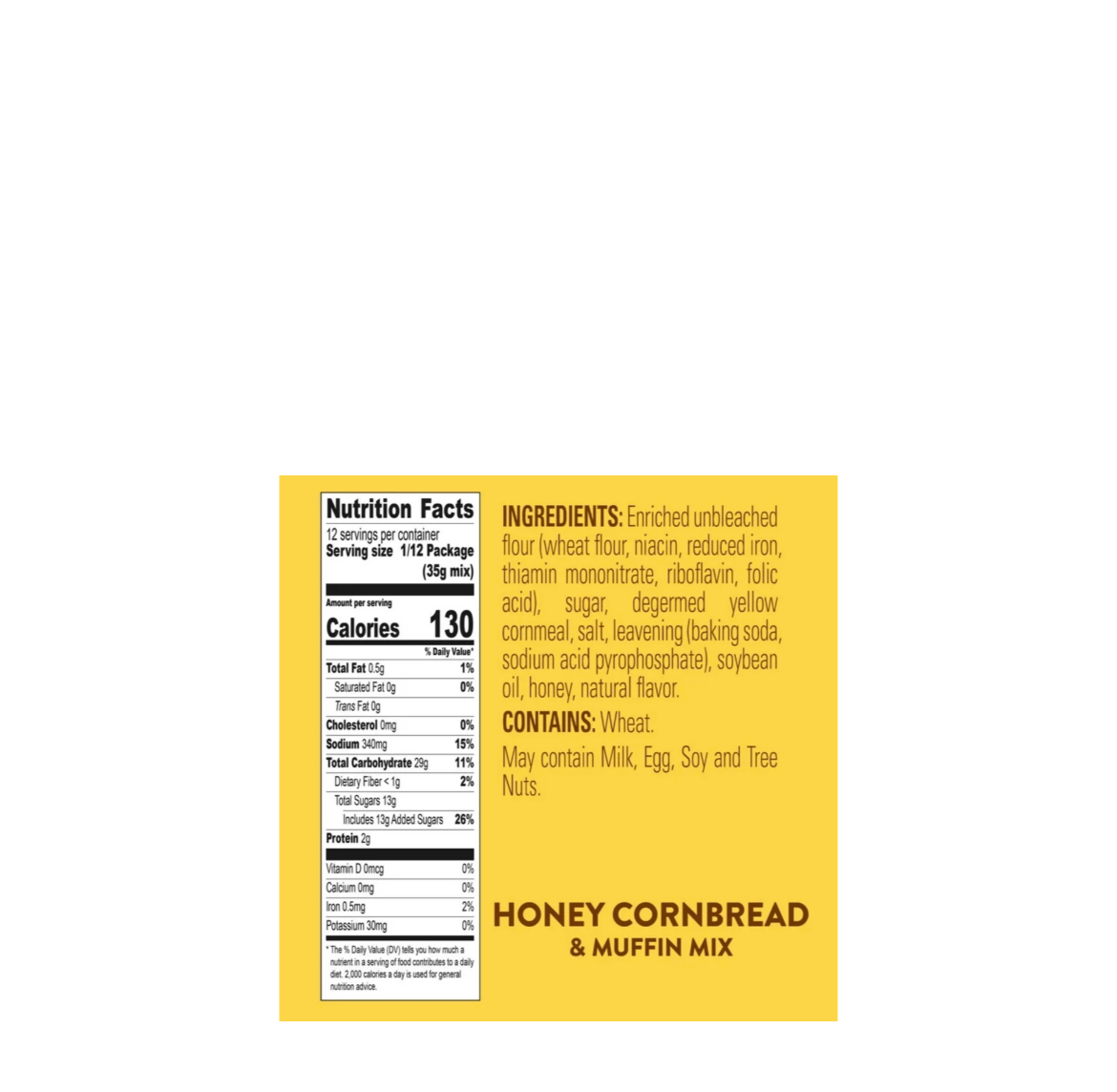 Krusteaz Honey Cornbread & Muffin Mix Nutritional Information & Ingredients