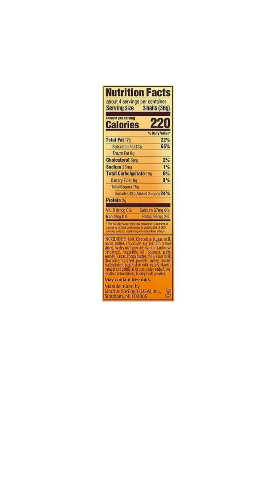 Lindt Lindor Milk Chocolate Truffles Dulce De Leche Packet Nutritional Information