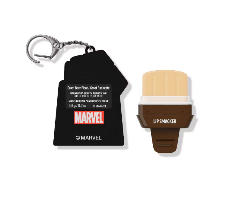 Lip Smacker 2 Lip Balm And Keyring Set Marvel Guardians Of The Galaxy Groot And Rocket Groot Unpackaged Rear View