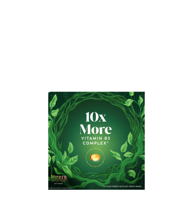 Olay & Wicked Collaboration Hyaluronic Serum Complex Body Wash Wickedly Wonderful Elphaba’s Edition 10 Times More Vitamin B3 Complex