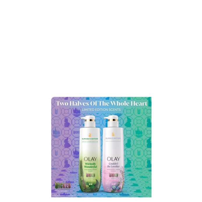 Olay & Wicked Collaboration Hyaluronic Serum Complex Body Wash Wickedly Wonderful Elphaba’s Edition Two Halves Of The Whole Heart