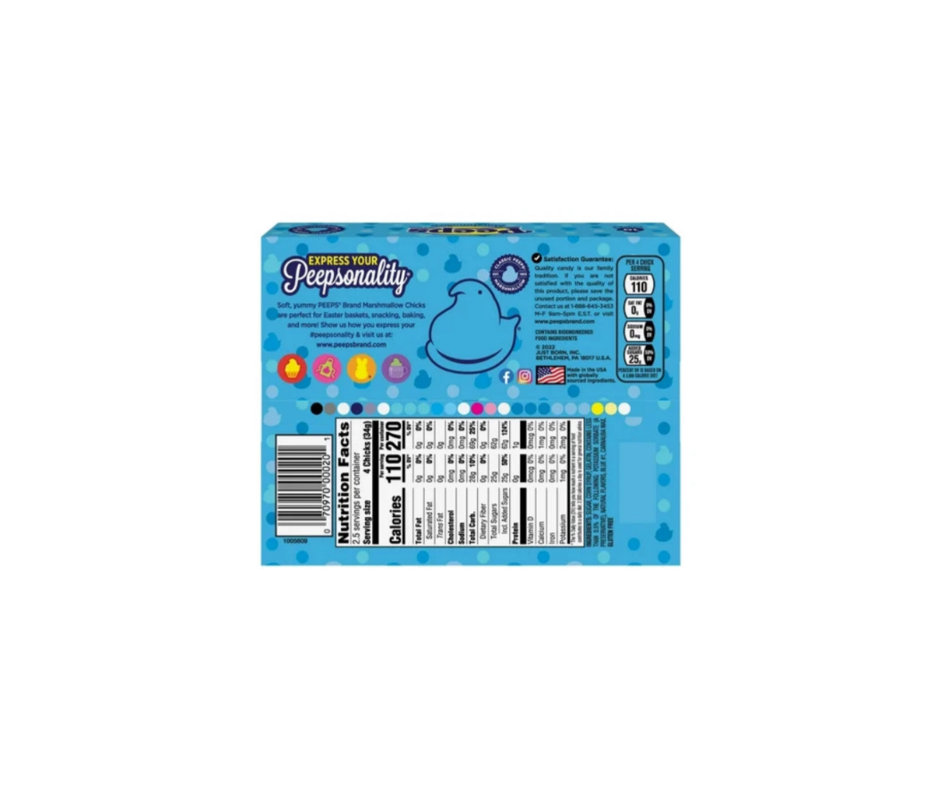Peeps Marshmallow Chicks Blue Packet Rear View