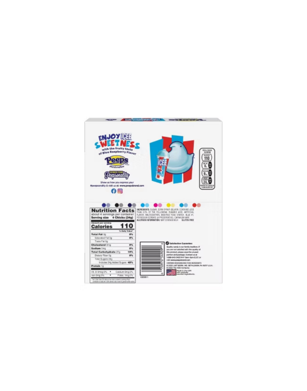 Peeps Marshmallow Chicks Icee Blue Raspberry Packet Rear View