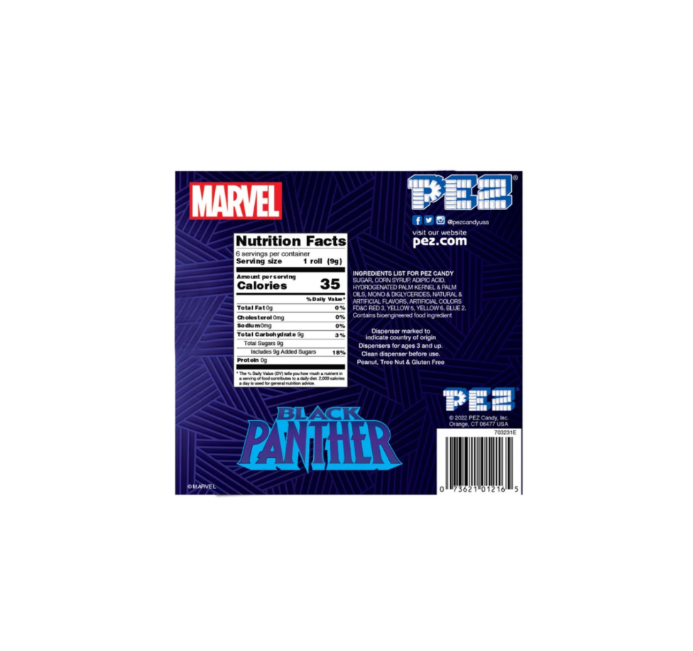 Pez Marvel Black Panther And Shuri Gift Set Rear View