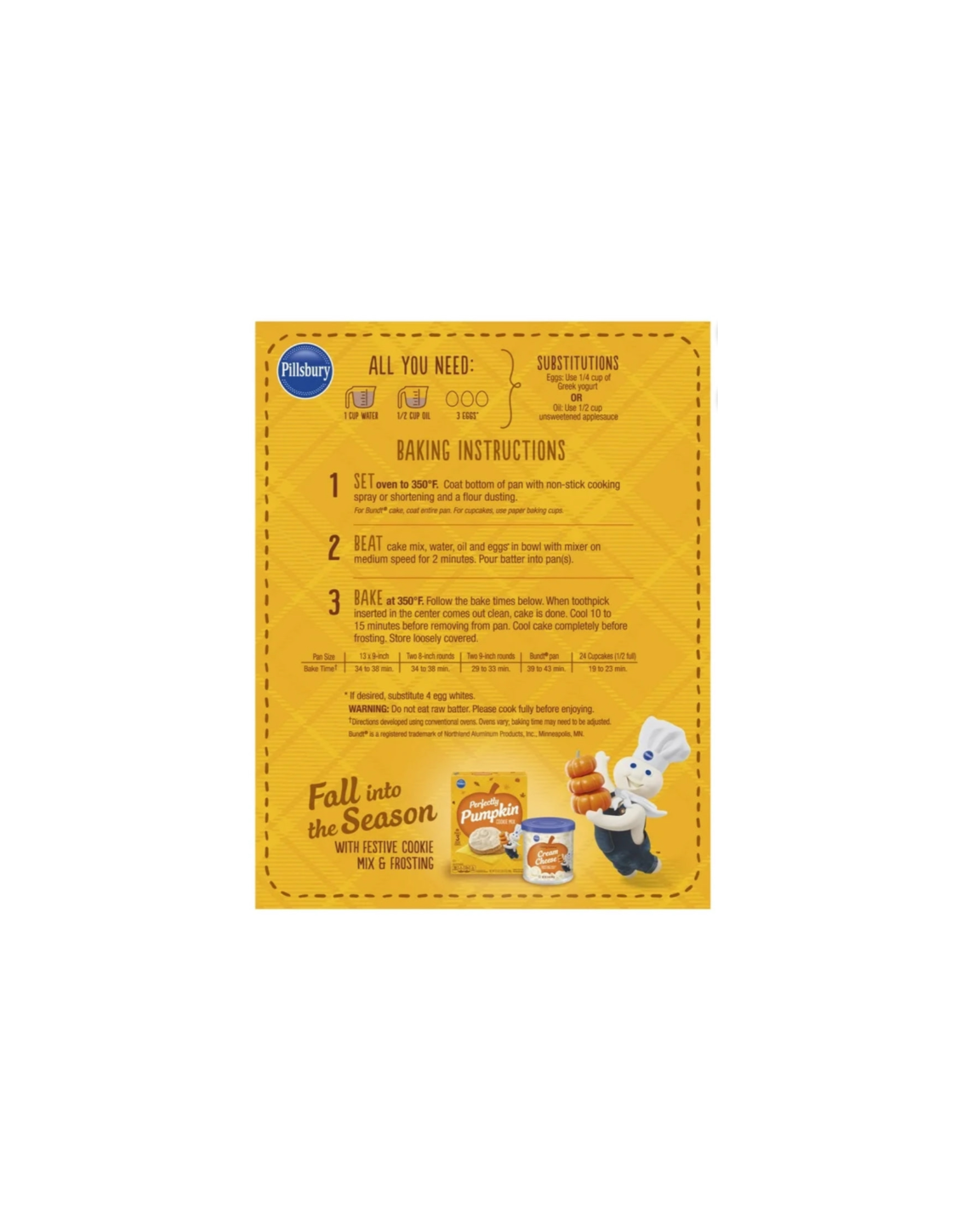 Pillsbury Moist Supreme Premium Cake Mix Perfectly Pumpkin Baking Instructions