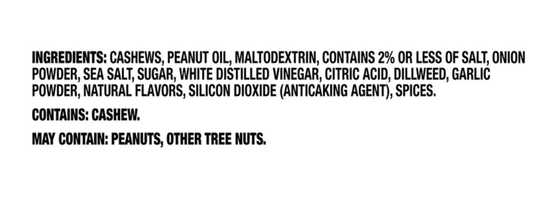 Planters Cashews Dill Pickle Ingredients
