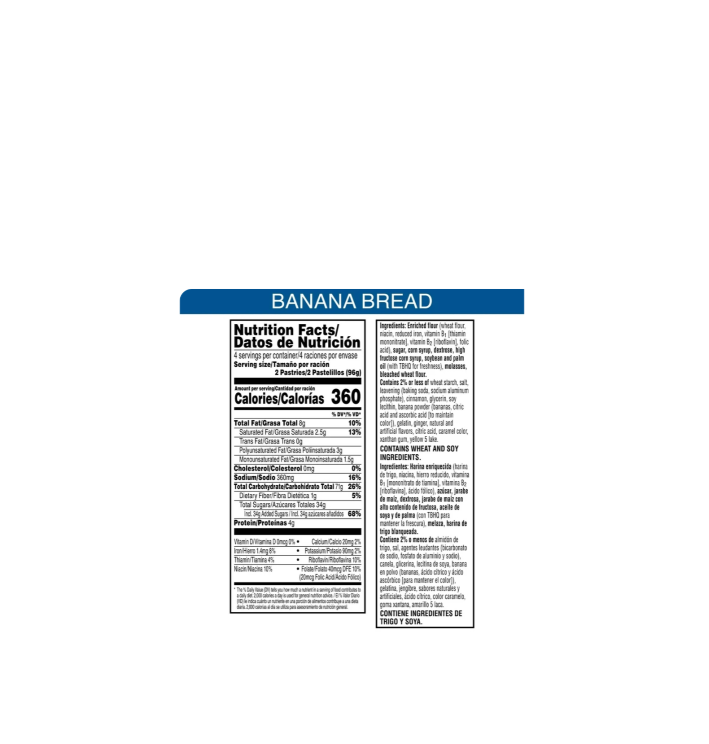Pop Tarts Frosted Banana Bread Nutritional Information And Ingredients
