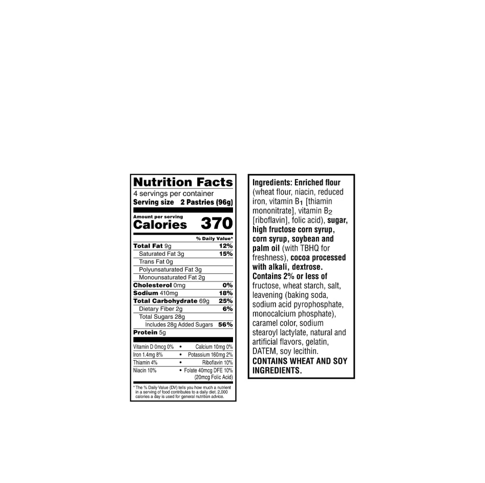Pop Tarts Girl Scouts Frosted Thin Mints Nutritional Information And Ingredients