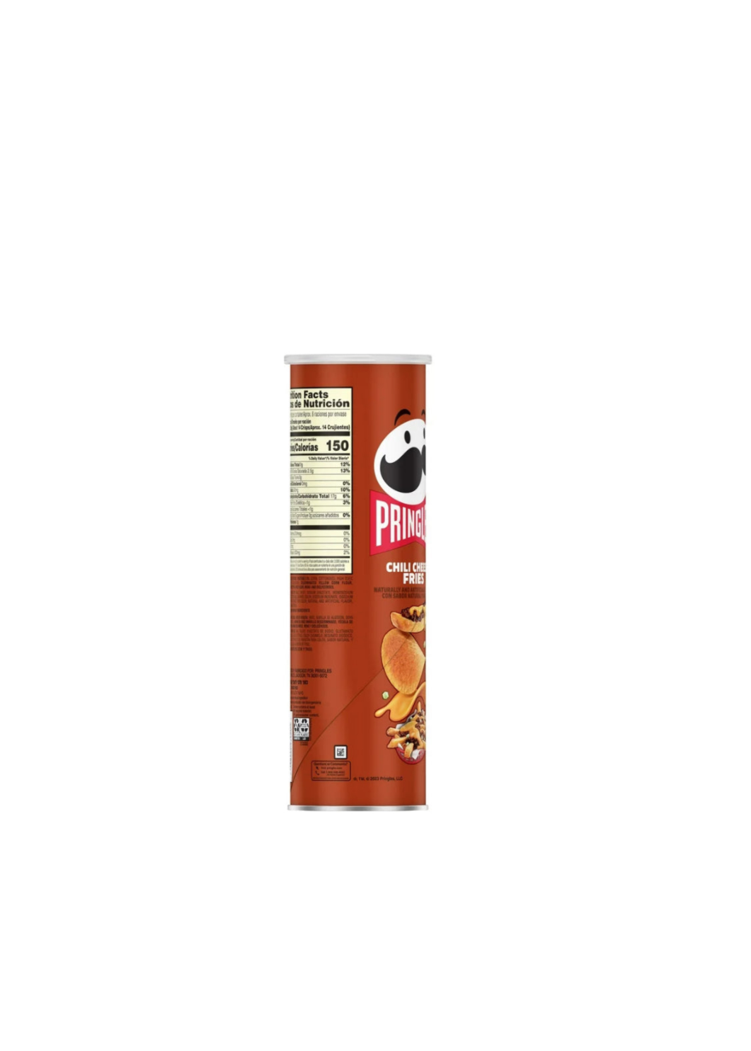 Pringles Chili Cheese Fries Tube Side View Nutritional Information