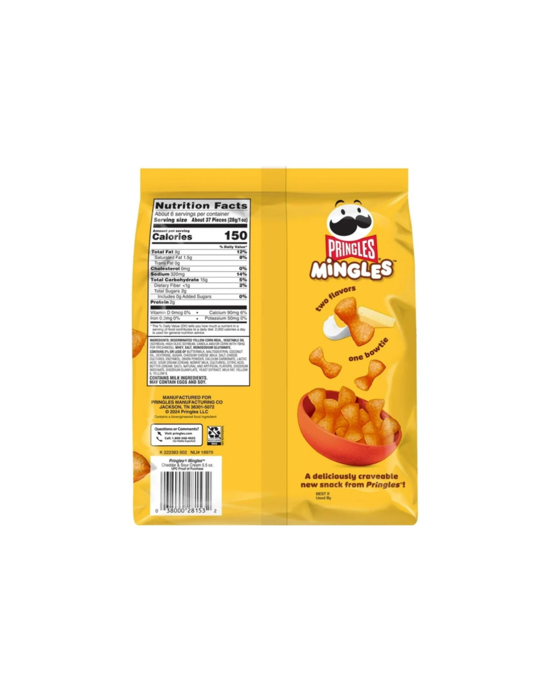 Pringles Mingles Cheddar And Sour Cream Packet Rear View