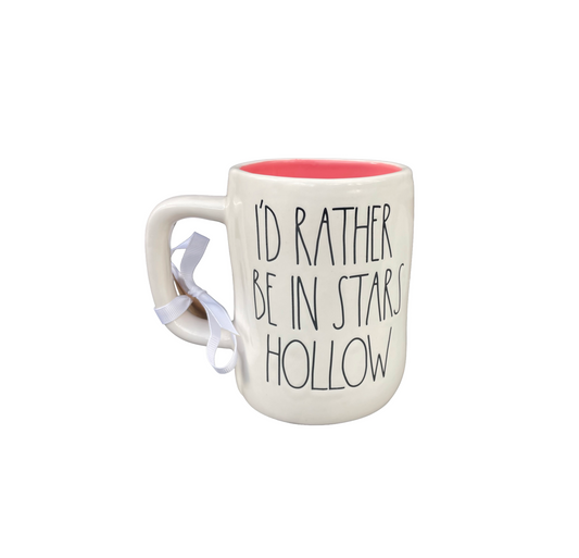 RAE DUNN Gilmore Girls Cream / Off White Ceramic Mug I'd Rather Be In Stars Hollow Front View