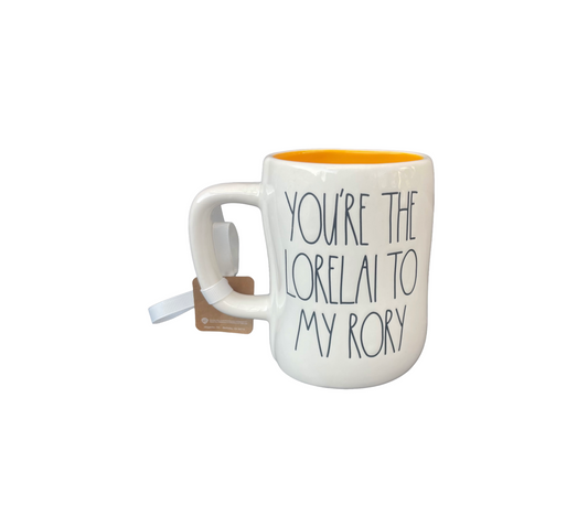 RAE DUNN Gilmore Girls Cream Off White Ceramic Mug You're The Lorelai To My Rory Front View
