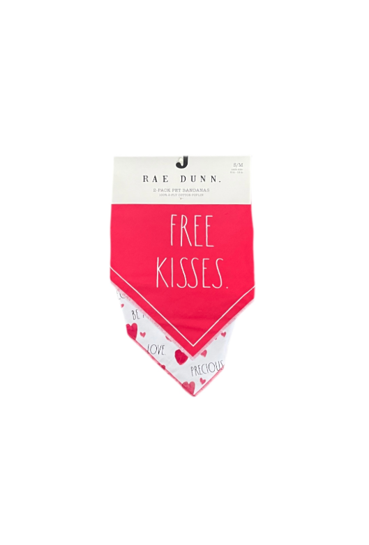 Rae Dunn 2 Pack Pet Bandana Free Kisses Size S M