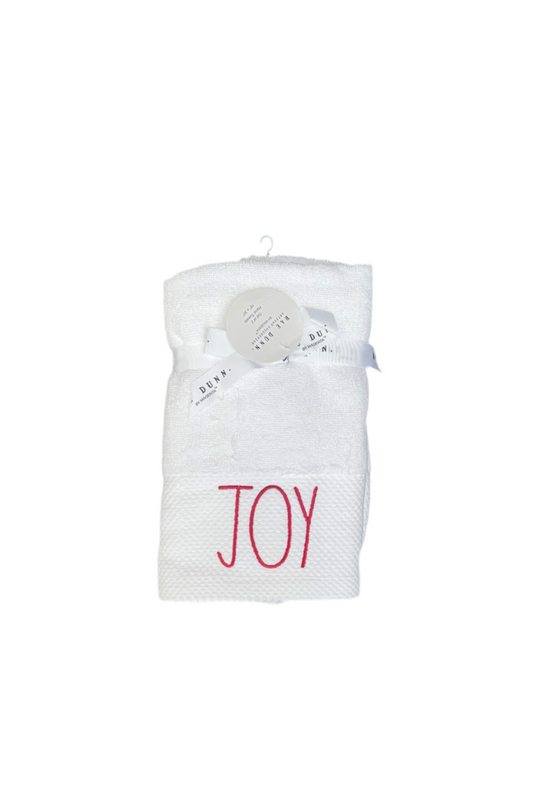 Rae Dunn 2 Pack White Hand Towels Joy