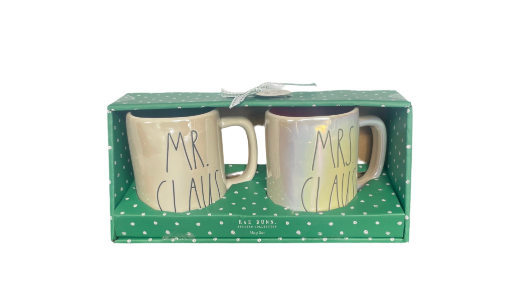 Rae Dunn Iridescent Cream Mug Set Mr And Mrs Claus