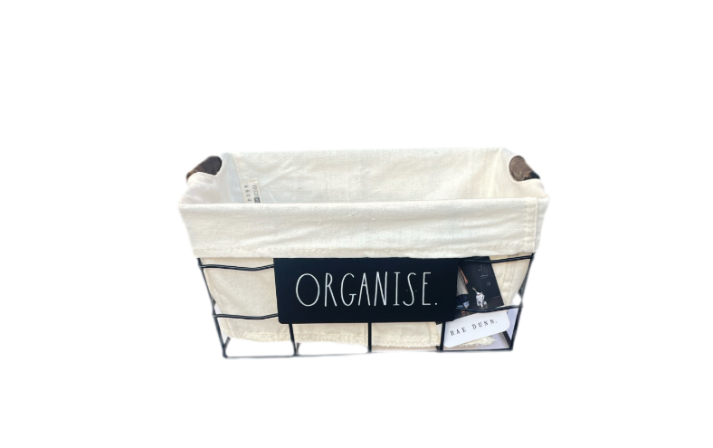 Rae Dunn Metal Wire And Fabric Lining Storage Basket Organise