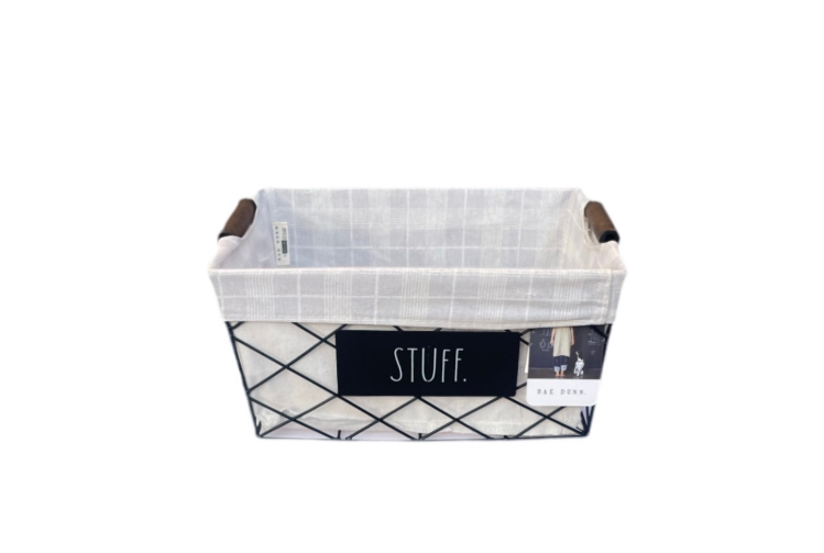 Rae Dunn Metal Wire And Fabric Lining Storage Basket Stuff