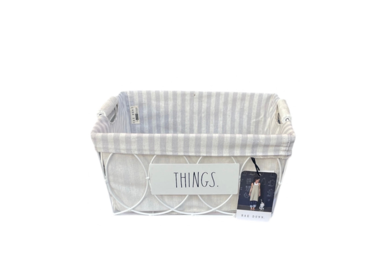 Rae Dunn Metal Wire And Fabric Lining Storage Basket Things