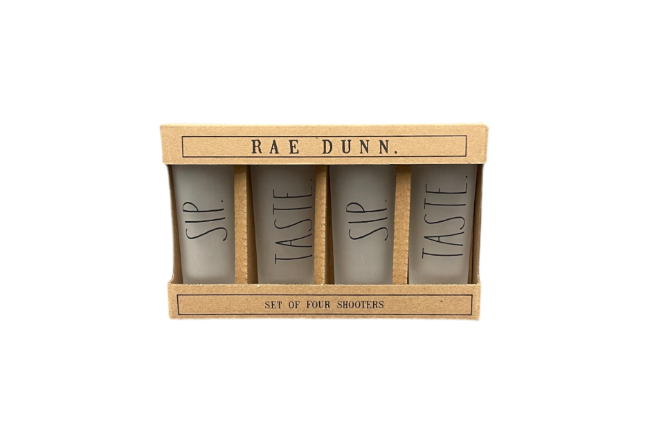 Rae Dunn Set Of 4 Shooters Shot Glasses Sip Taste