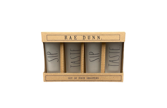 Rae Dunn Set Of 4 Shooters Shot Glasses Sip Taste