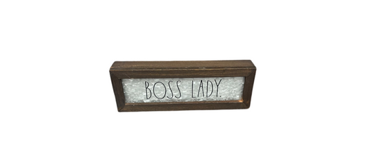 Rae Dunn Wood And Metal Block Sign Boss Lady