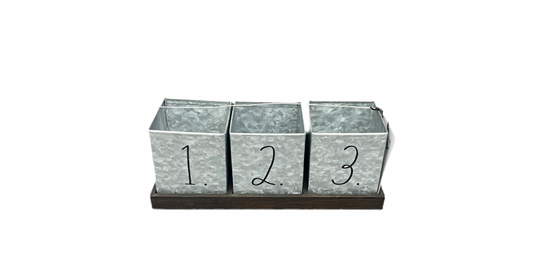 Rae Dunn Wood And Metal Numbered Desk Tidy Organiser Pots