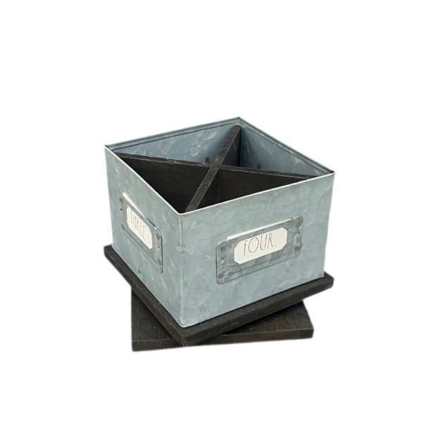 Rae Dunn Wood And Metal Spinning Desk Tidy Organiser