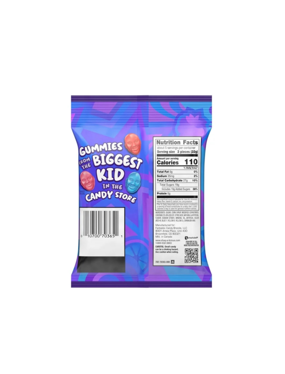 Shaq A Licious XL Gummies Packet Rear View