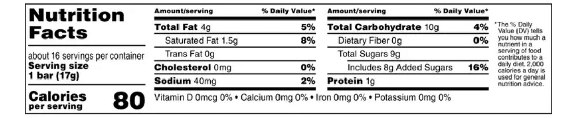 Snickers Ghoulish Green Nutritional Information