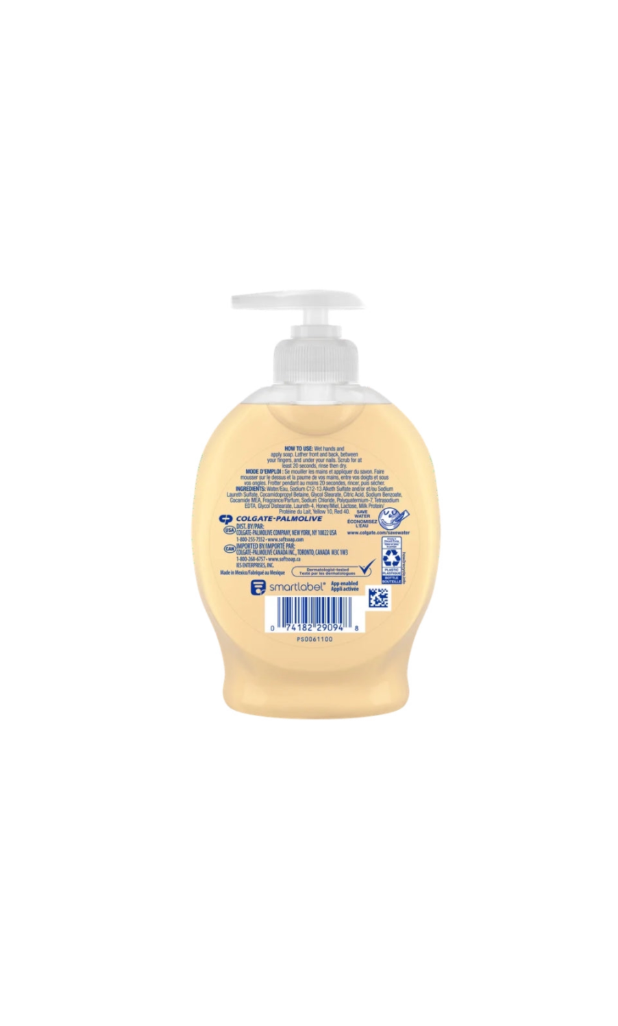 Softsoap Moisturizing Liquid Hand Soap Milk And Honey Bottle Rear View