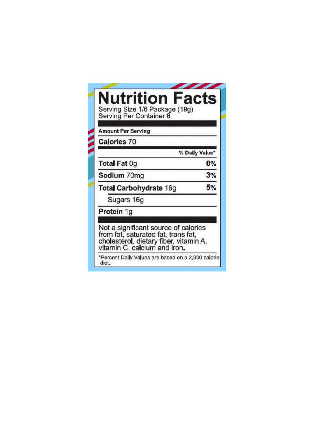 Sonic Gelatin Jelly Dessert Ocean Water Nutritional Information