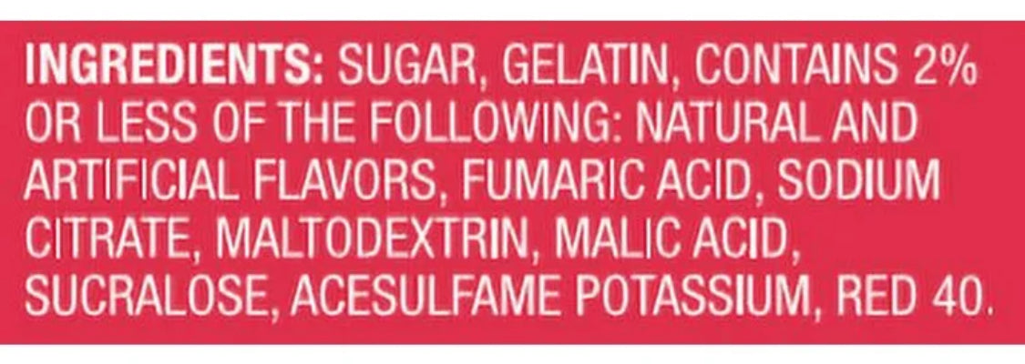 Sonic Gelatin Jelly Dessert Watermelon Ingredients