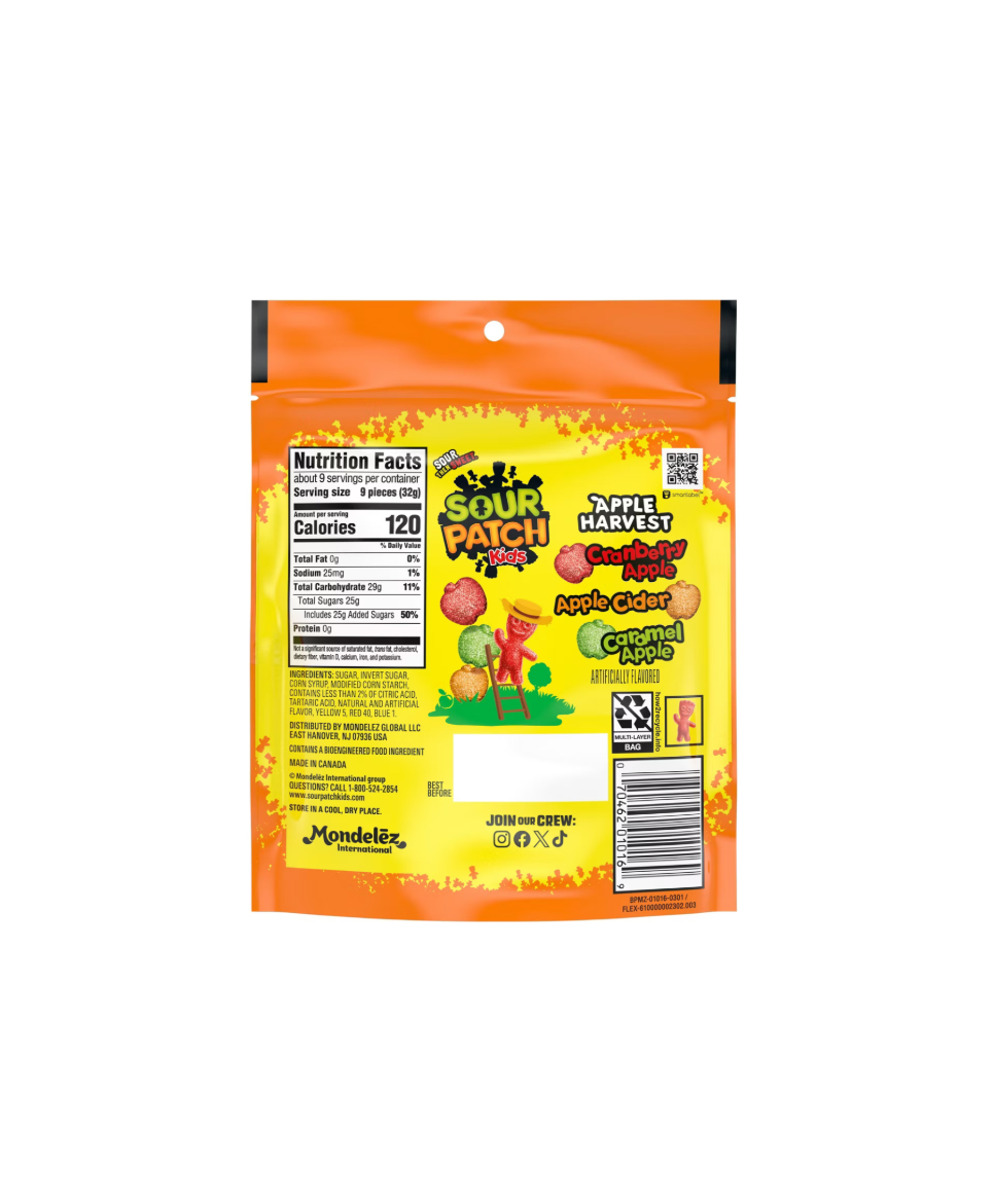 Sour Patch Kids Soft & Chewy Candy Apple Harvest Bag Rear View