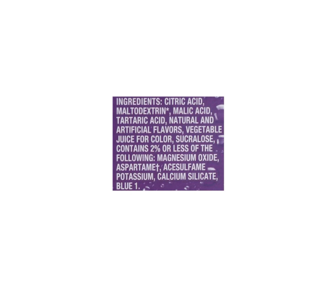 Sunkist Drink Mix Grape Zero Sugar Ingredients
