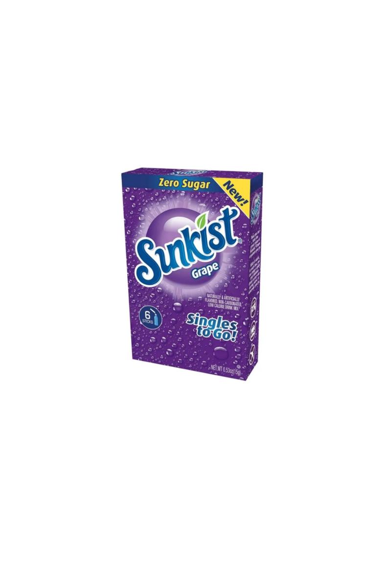 Sunkist Drink Mix Grape Zero Sugar Side Front View